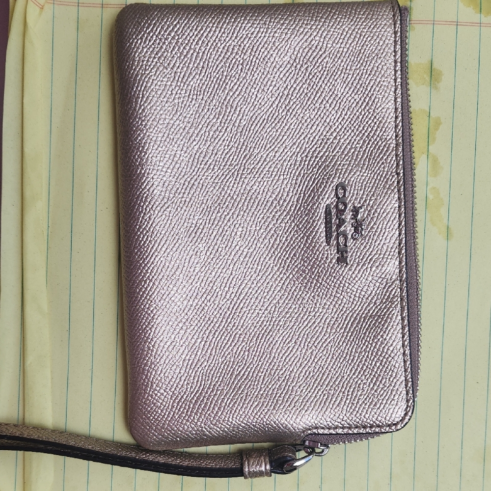 Coach Shimmering Silver Wristlet